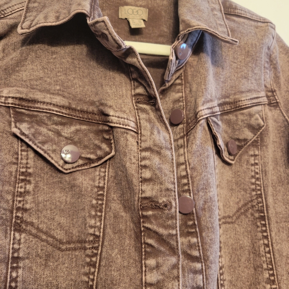 Purple Distressed Denim Jacket - Picture 2 of 3